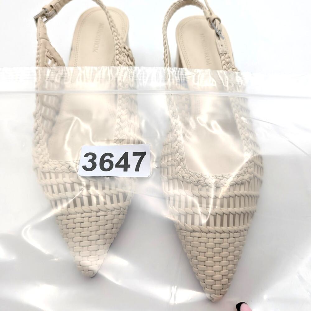 Nordstrom Dextra Slingback Heel Pump Women's Beige Pearled Size US6 EU36 - Picture 11 of 11
